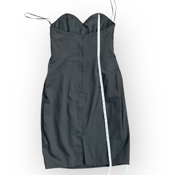 Vintage Black strapless dress, sz 12. Gold accents sweetheart retro prom formal - Picture 6 of 16